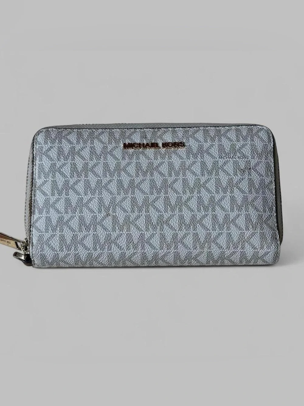 Michael Kors Monogram Zip-Around Wallet in Gray
